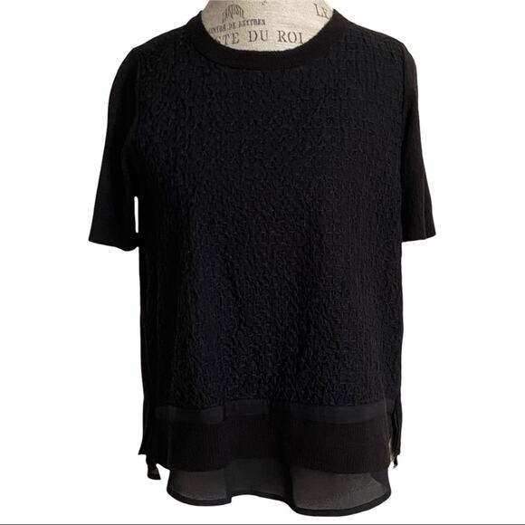 Simply Vera Wang Textured Short Sleeve Top In Black Women's Size Small - Picture 1 of 10